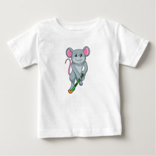 T-shirt Pour Bébé Rat au hockey avec chauve-souris de hockey
