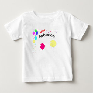 T-shirt Pour Bébé "Rebecca" Nom de fille avec ballons,