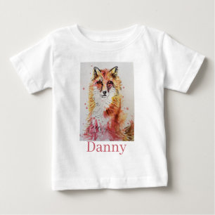 T-shirt Pour Bébé Red Fox Watercolor Premier anniversaire Baby Boys