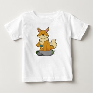 T-shirt Pour Bébé Renard avec tasse de café