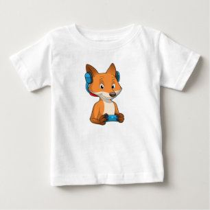 T-shirt Pour Bébé Renard comme joueur avec Joystick