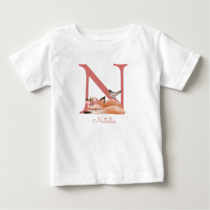 T-shirt Pour Bébé Renard doré Illustration Sweet Monogramme