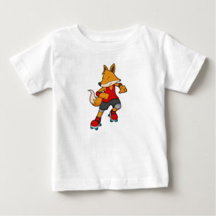 T-shirt Pour Bébé Renard en patinage avec roulettes