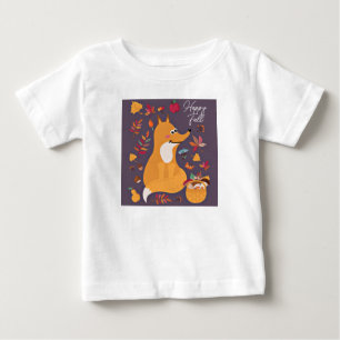 T-shirt Pour Bébé Renard mignon d'automne avec texte personnalisé