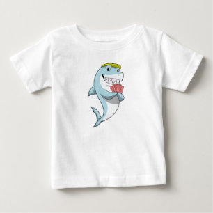 T-shirt Pour Bébé Requin au Poker avec cartes de Poker