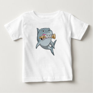 T-shirt Pour Bébé Requin aux échecs avec pièce d'échecs King