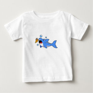 T-shirt Pour Bébé Requin avec pizza comme appât