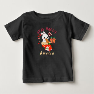 T-shirt Pour Bébé Reste Joyeux Lapin Amelia Nom Personnalisé