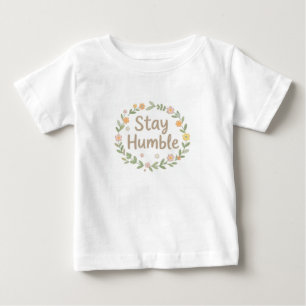 T-shirt Pour Bébé Restez humble tons terreux texte sur fond blanc