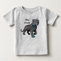 Restez un T-shirt bébé gris tribal orné et solitai