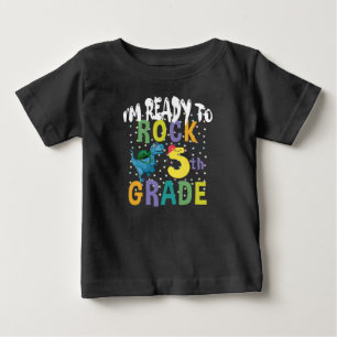 T-shirt Pour Bébé Retour à l'école Je suis prêt à rocker 5e année Di