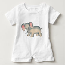 Retro Baby Elephant Baby Romper