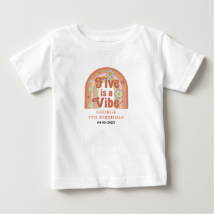 T-shirt Pour Bébé Retro Rainbow FIVE est une Vibe Groovy 5e Annivers