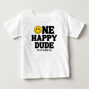 T-shirt Pour Bébé Rétro Un Garçon Heureux Sourire Visage Joyeux 1er 