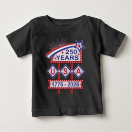 T-shirt Pour Bébé Retro USA 250th Anniversary Marquee Sign 1776-2026