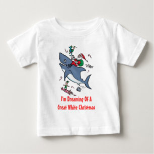 T-shirt Pour Bébé Rêver D'Un Grand Noël De Requin Blanc