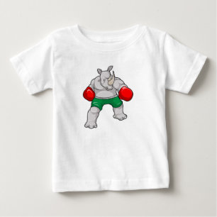 T-shirt Pour Bébé Rhino à Boxing avec gants de boxe