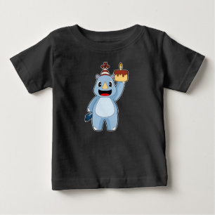 T-shirt Pour Bébé Rhino Anniversaire Chandelle Gâteau