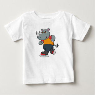 T-shirt Pour Bébé Rhino at Ice skating with Ice skates