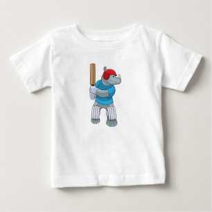 T-shirt Pour Bébé Rhino au cricket avec chauve-souris de cricket