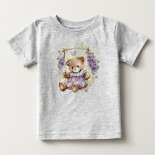 T-shirt Pour Bébé Robe Brown Teddy Bear Swing Lavender