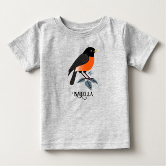T-shirt Pour Bébé Robins Et Fleurs