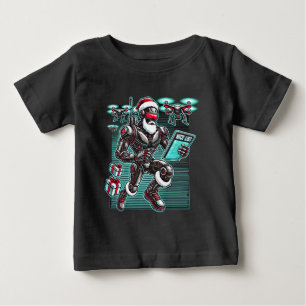 T-shirt Pour Bébé Robot Père Noël propulsé par IA avec drones et Noë