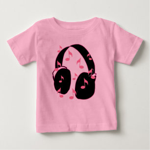 T-shirt Pour Bébé Roche de bébé ! Casque avec le rose de notes