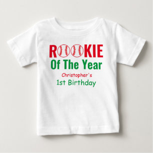 T-shirt Pour Bébé Rookie Baseball 1er anniversaire