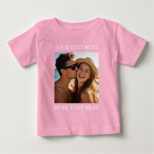 T-shirt Pour Bébé Rose avec photo et texte personnalisés