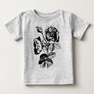 T-shirt Pour Bébé Rose d'antiquité noir gothique