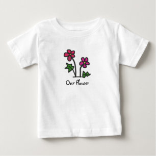T-shirt Pour Bébé Rose doux de fleur avec le texte