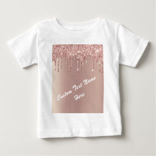T-shirt Pour Bébé Rose Gold Blush Parties scintillant Nom du texte T