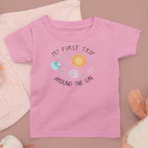 T-shirt Pour Bébé Rose premier tour du soleil pour la 1ère année de