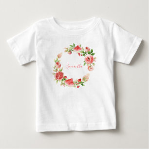 T-shirt Pour Bébé Rose Rose Floral Fille verte