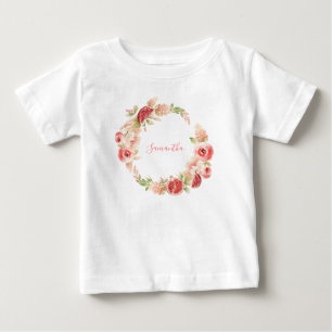 T-shirt Pour Bébé Rose Rose Floral Fille verte
