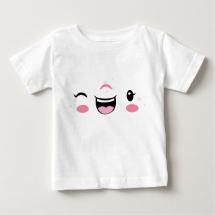 T-shirt Pour Bébé Rose Winking Kawaii Visage Enfants Vêtements