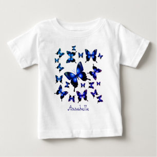 T-shirt Pour Bébé Royal Blue Elegant Whimsical Butterflies