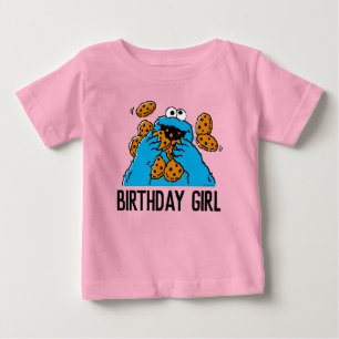T-shirt Pour Bébé Rue Sésame 1er anniversaire de Cookie Monster