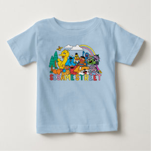 T-shirt Pour Bébé Rue Sésame Rainbow Wave