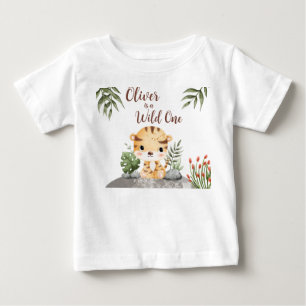 T-shirt Pour Bébé Safari Animaux Sauvages Tigre Mignon 1er Anniversa