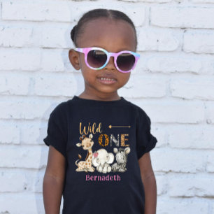 T-shirt Pour Bébé Safari Wild One Baby Animaux 1er Anniversaire Flor