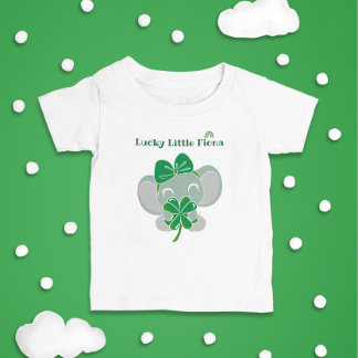 T-shirt Pour Bébé Saint Patrick Elephant Vert Clover Arc-en-ciel Ann