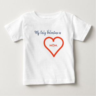 T-shirt Pour Bébé Saint-Valentin Cœur Rouge Texte de Nom Personnalis