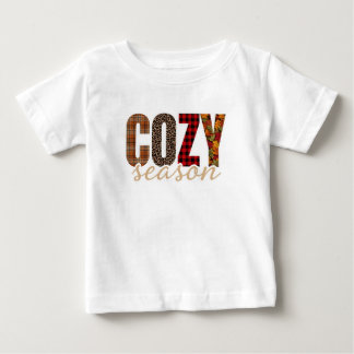 T-shirt Pour Bébé Saison Douillette Carreaux Léopard Automne Vibes