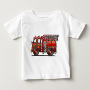 T-shirt Pour Bébé Sapeur-pompier de camion de pompiers d'échelle