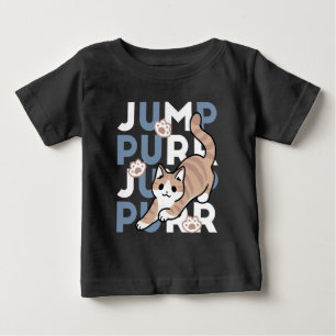 T-shirt Pour Bébé Sauter Purr Jump : Conception de chat joueuse avec