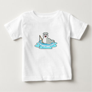 T-shirt Pour Bébé Sceau à la pêche avec canne à pêche