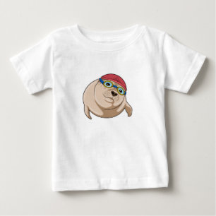 T-shirt Pour Bébé Sceau à nager avec lunettes de natation