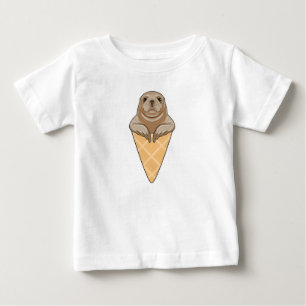 T-shirt Pour Bébé Sceau avec cône de crème glacée